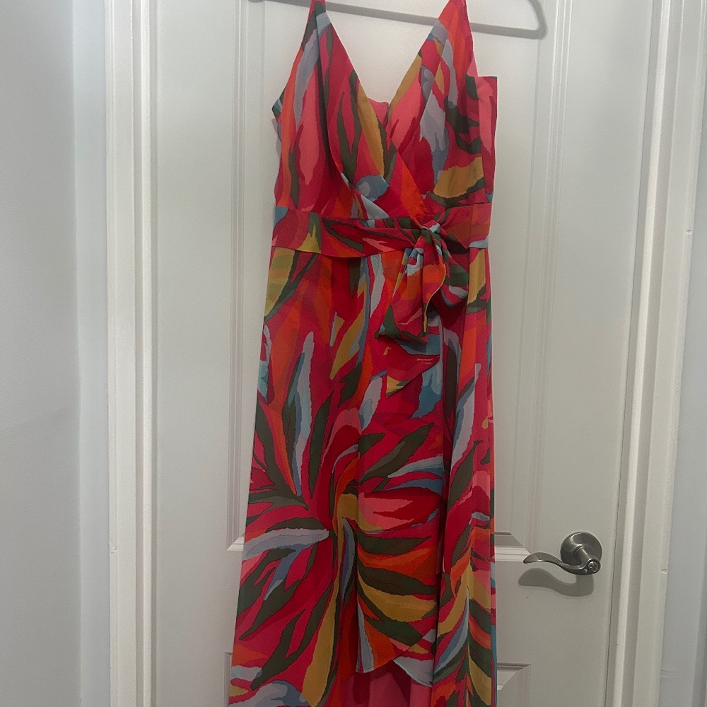 Vince Camuto Multi-color Spaghetti Strap Party Dress Asymmetric Hem Sz10 Exc.Con